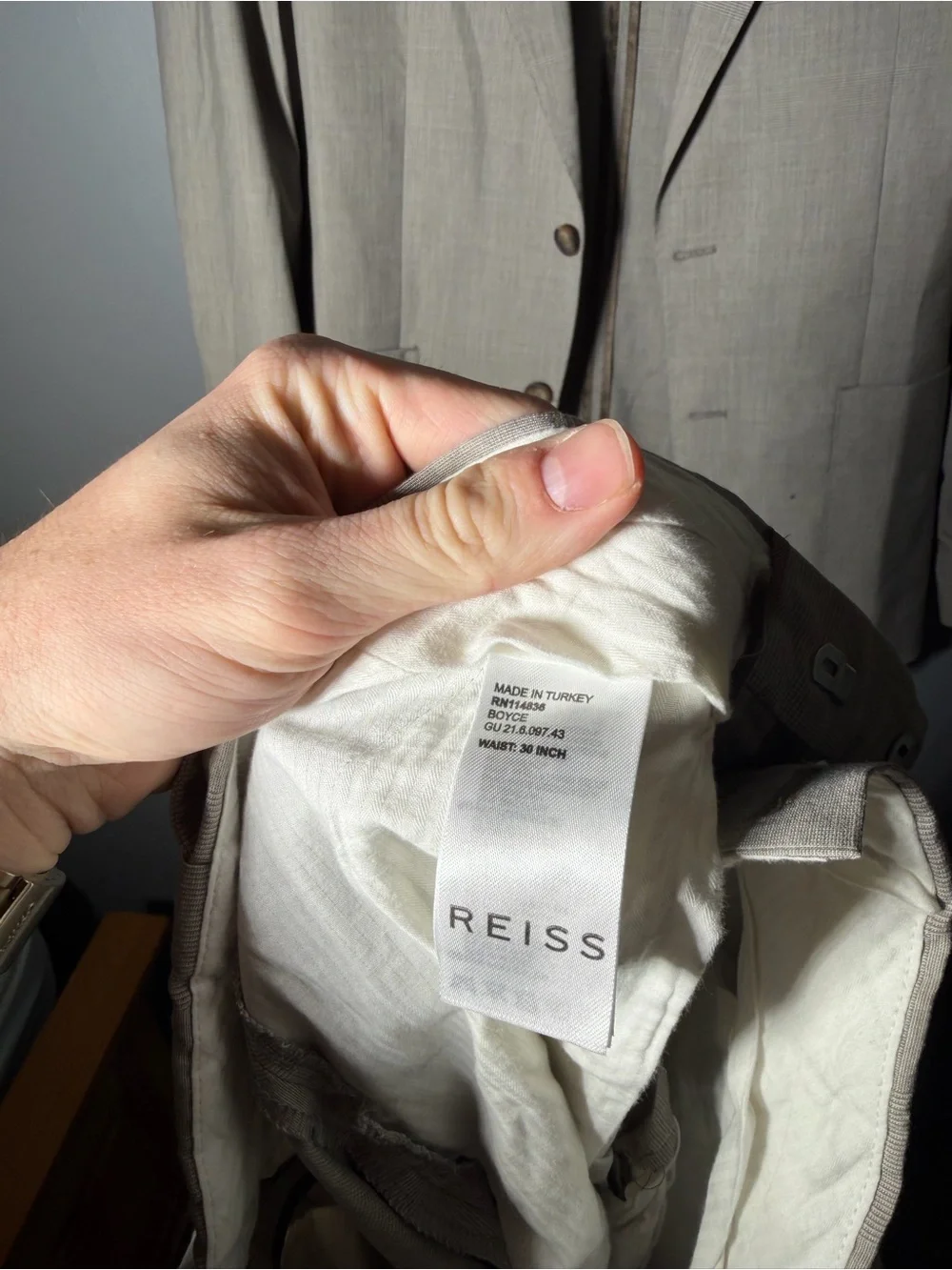 Reiss Boyce Slim Fit Suit Size 36R (30x32)